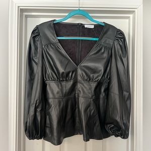 S'EDGE Pleather Long Sleeve Top. Size Small. BRAND NEW, NEVER WORN!